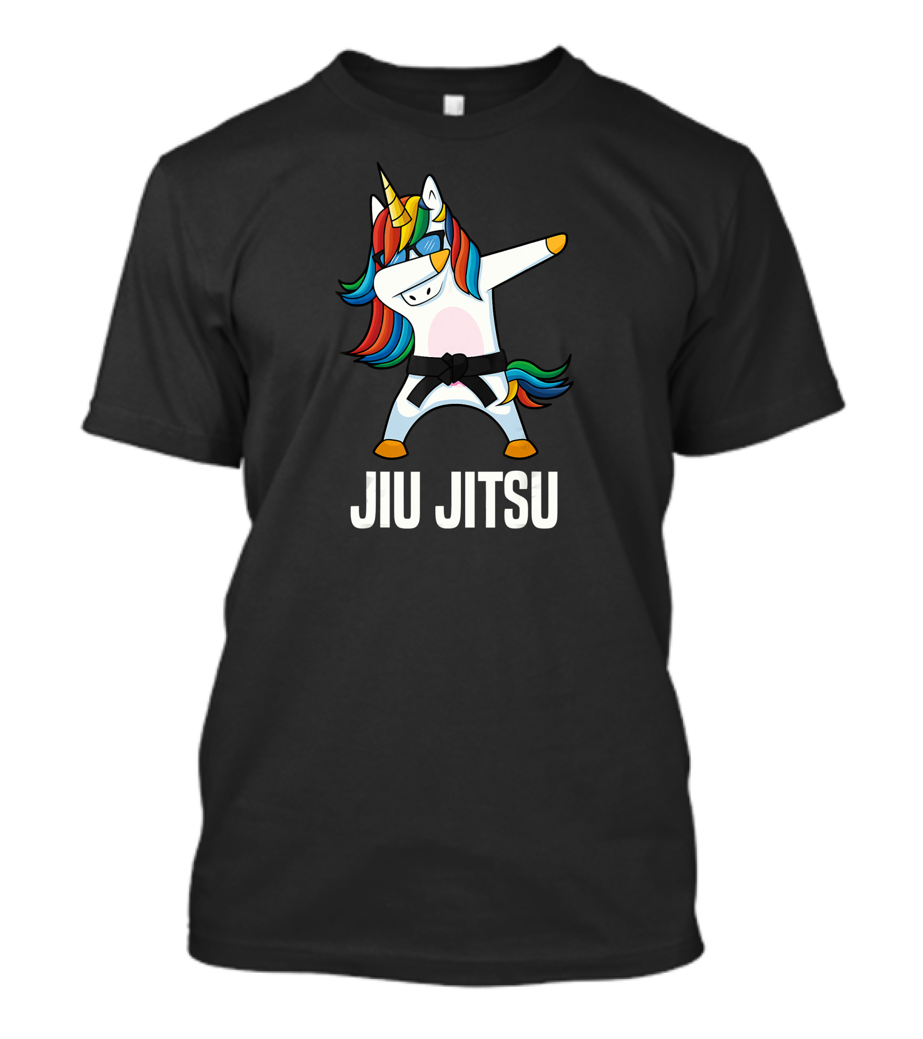 Jiu Jitsu Dabbing Unicorn Black Belt With Colorful Mane T-Shirt