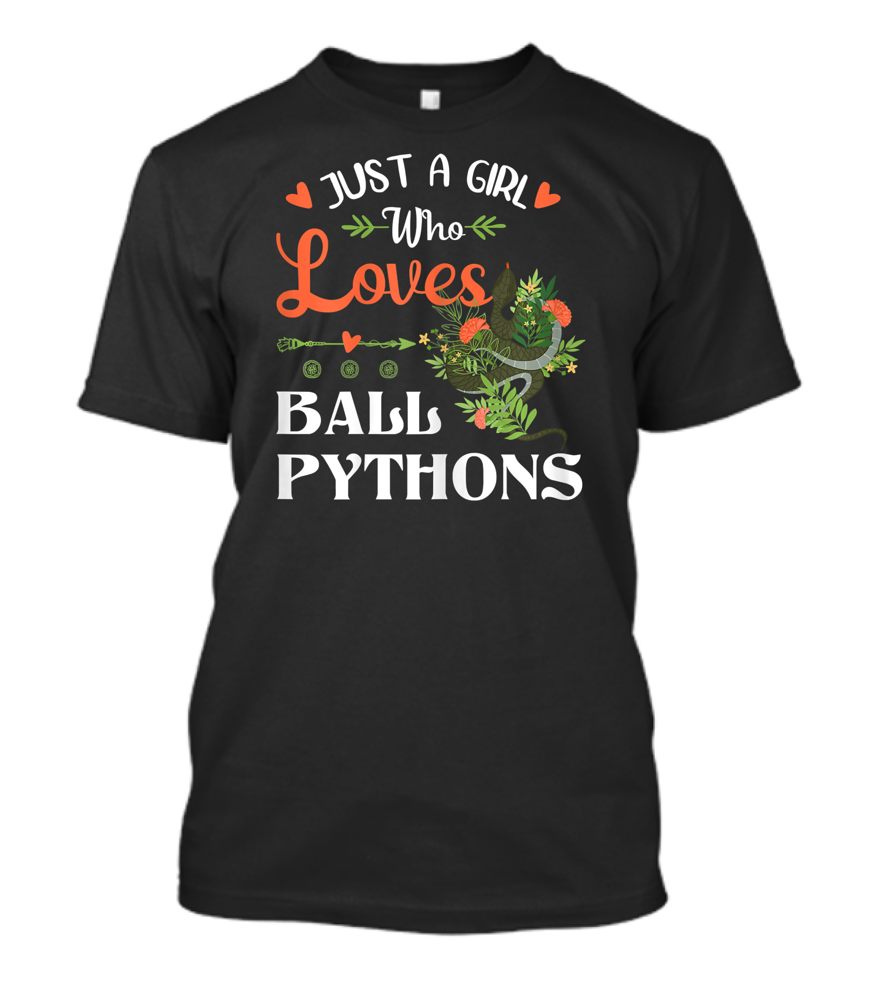 Just A Girl Who Loves Ball Pythons With Heart And Nature Elements T-Shirt
