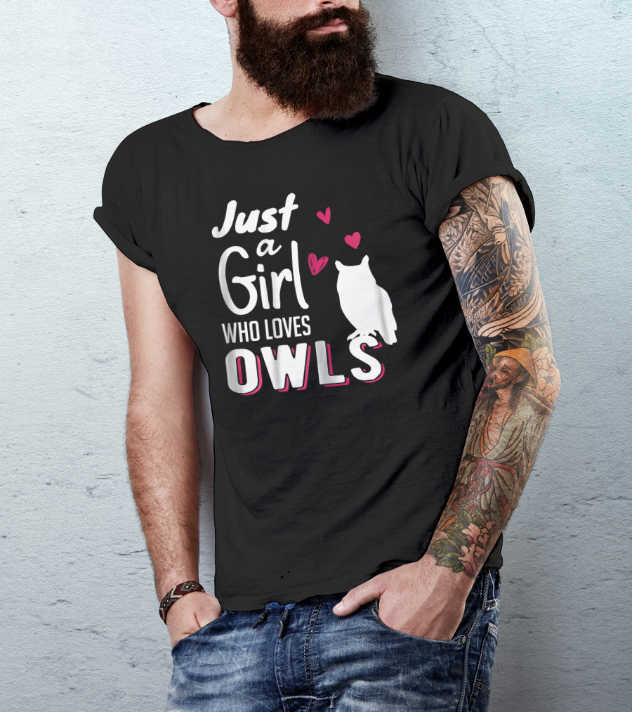Just A Girl Who Loves Owls Hearts Eagle Owl T-Shirt