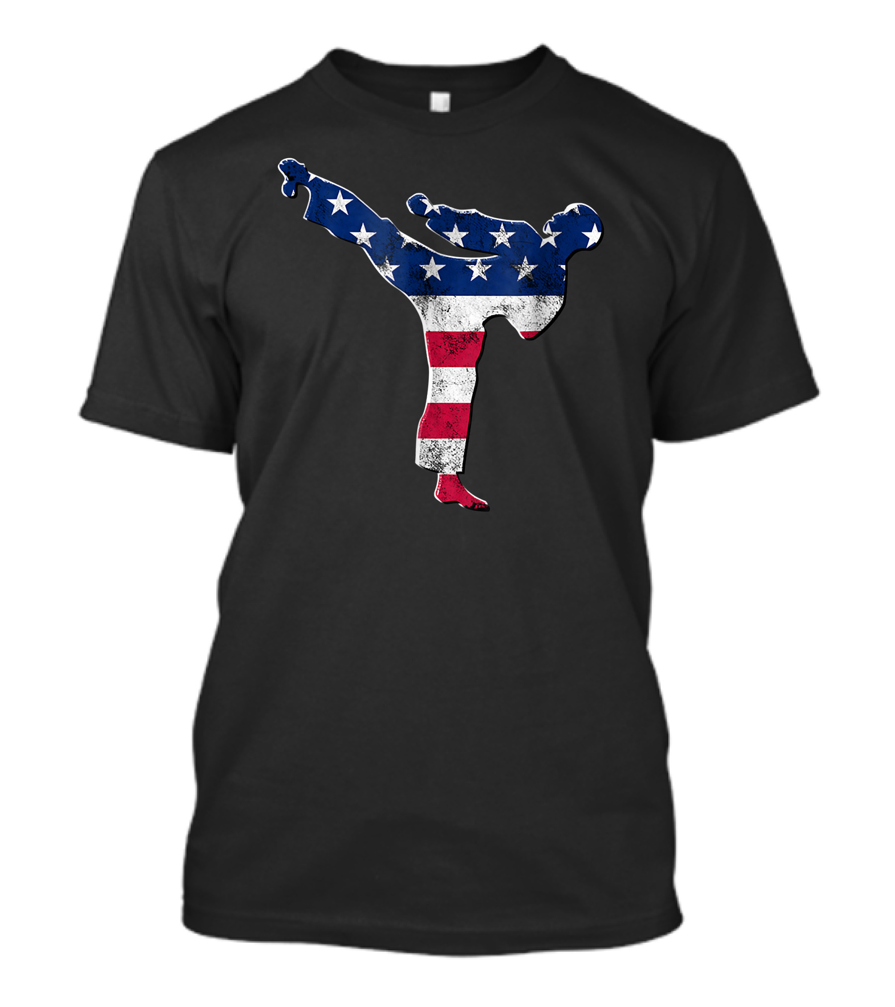 Karate USA Flag Martial Arts Fathers Kick T-Shirt