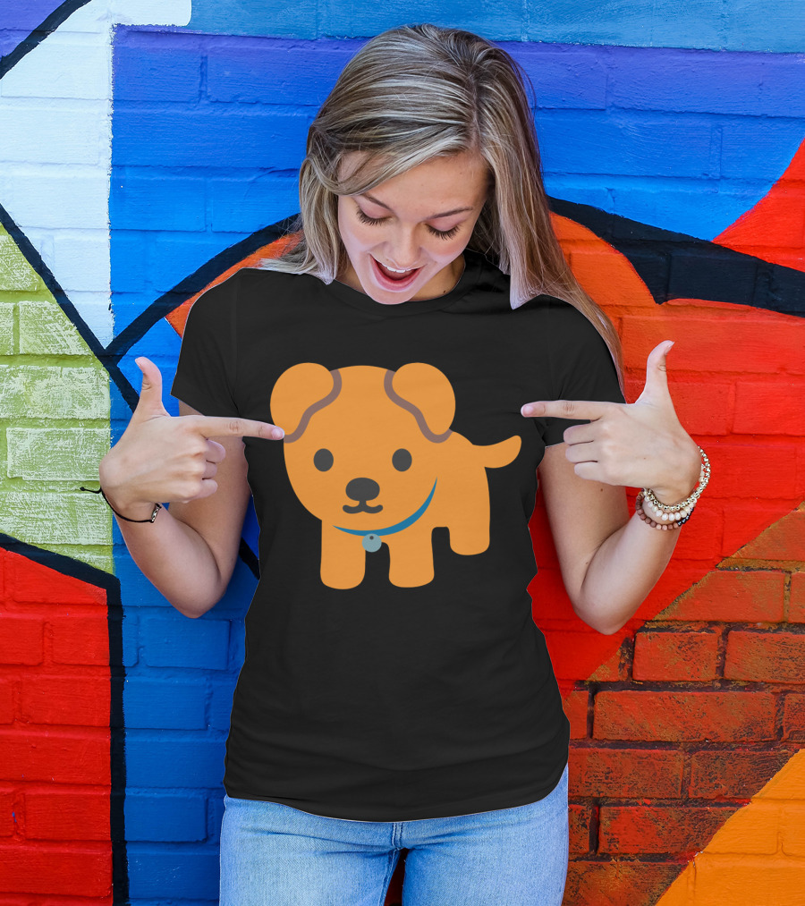 Whats Up Dog Cute Cartoon Orange Puppy With Blue Collar T-Shirt