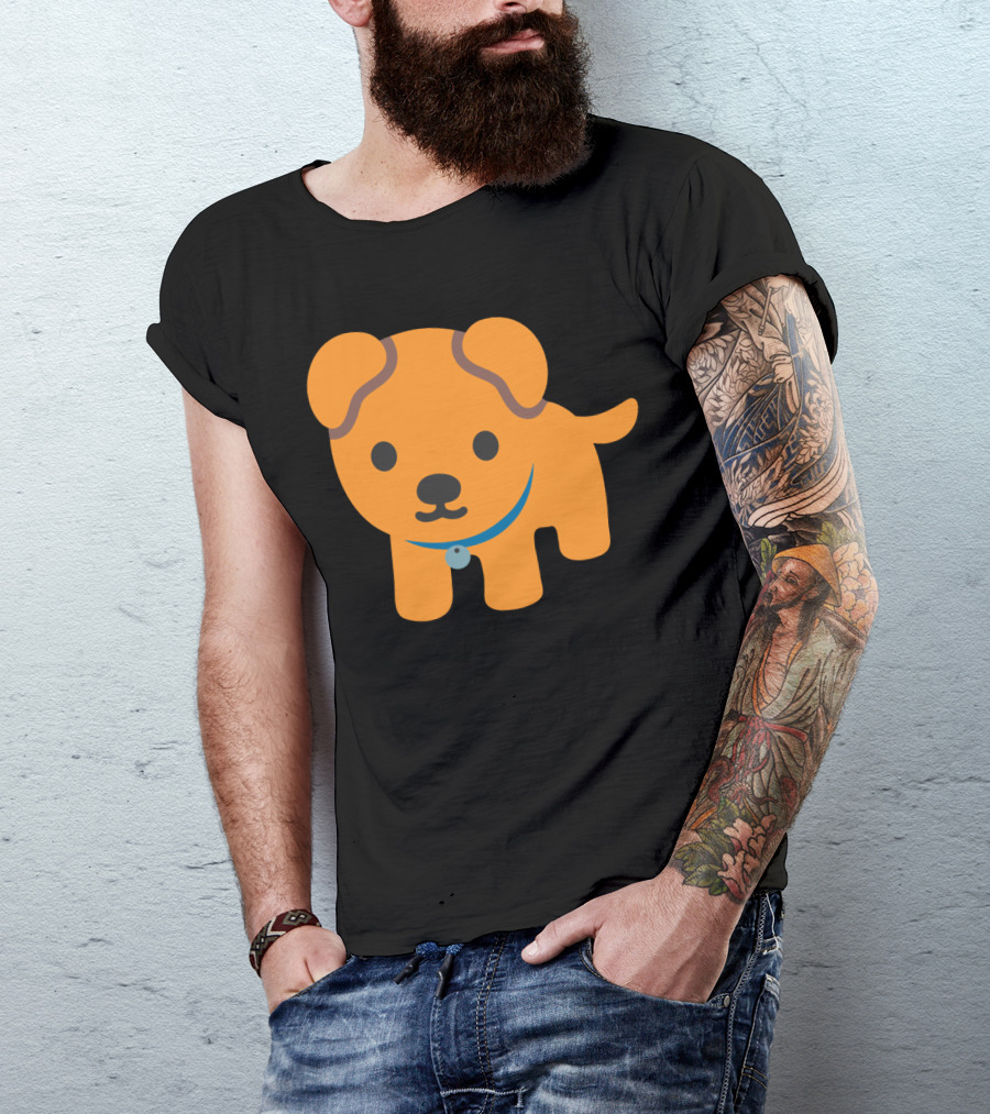 Whats Up Dog Cute Cartoon Orange Puppy With Blue Collar T-Shirt
