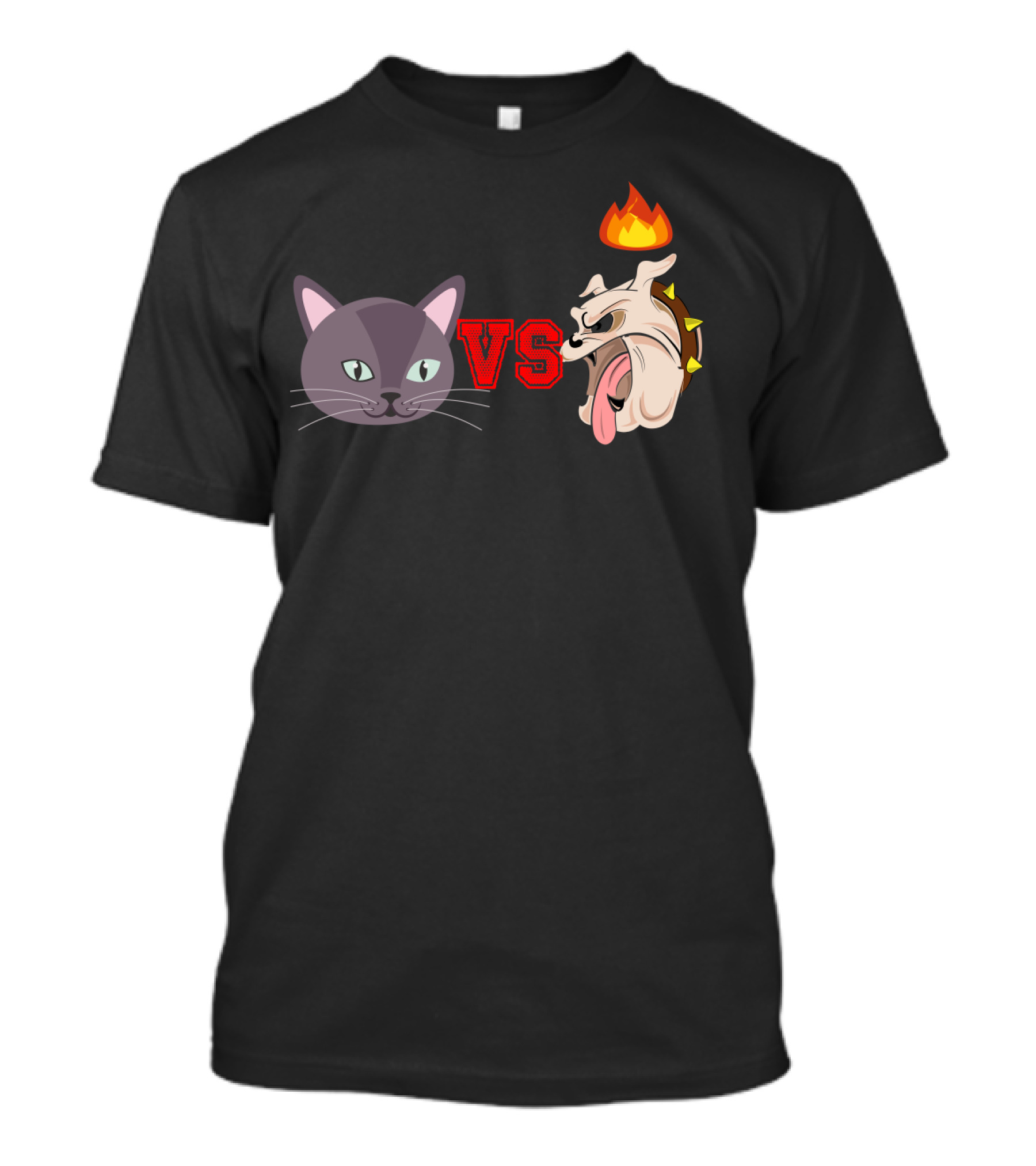 Cat VS Dog Fire Battle Face-Off T-Shirt
