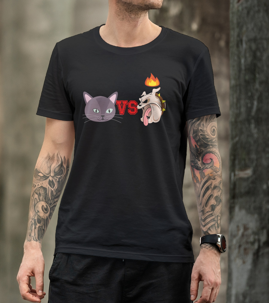 Cat VS Dog Fire Battle Face-Off T-Shirt