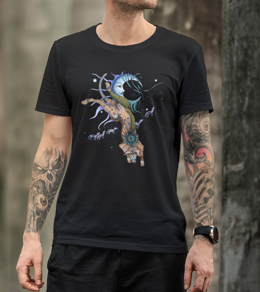 Bo Dog Celestial Dance Beneath Enchanted Moon With Mystical Canines T-Shirt