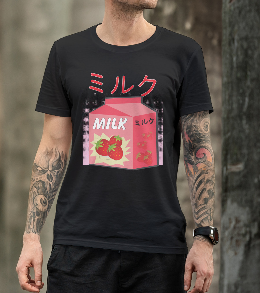 Japanese Otaku Anime Milk Strawberry Milkshake T-Shirt