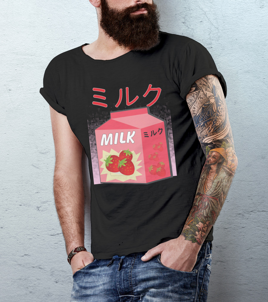 Japanese Otaku Anime Milk Strawberry Milkshake T-Shirt