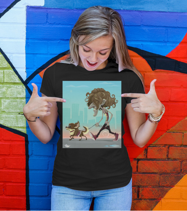 Walking With My Dog In Surreal Urban Landscape T-Shirt