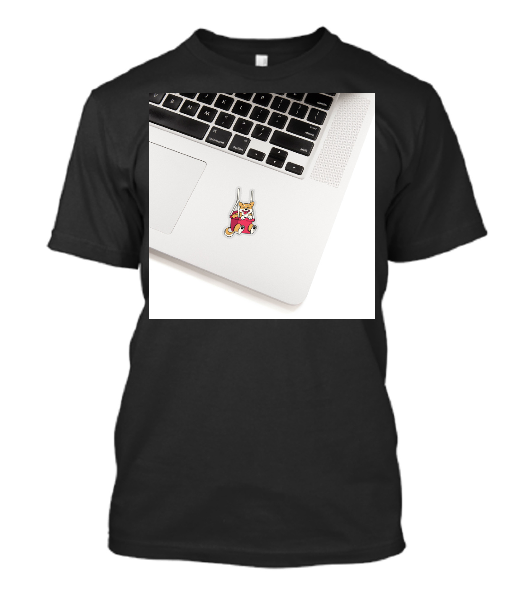 Shiba Inu Laptop Sticker Swinging Dog On Red Swing T-Shirt