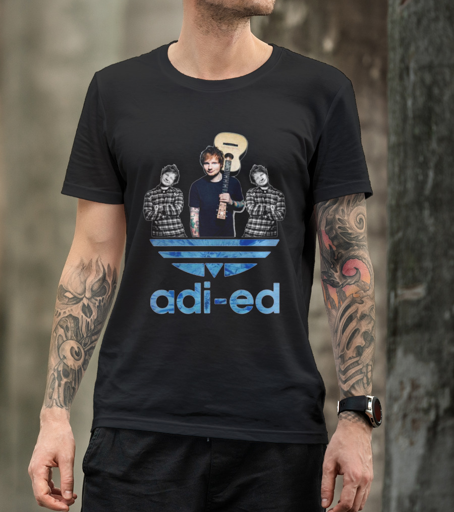 Adi-Ed Sheeran Trio With Guitar And Blue Stripes T-Shirt