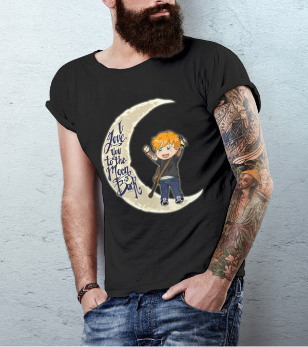 I Love You To The Moon And Back - Cartoon Guitar Character T-Shirt