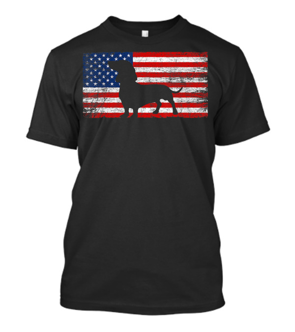 American Flag Dachshund Silhouette 4th Of July T-Shirt
