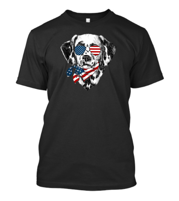 American Flag Sunglasses Dalmatian Patriotic 4th Of July T-Shirt