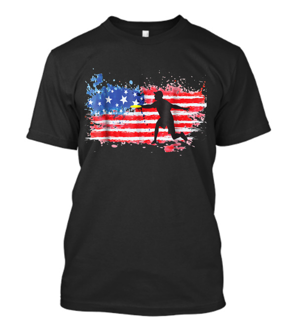 American Flag Ultimate Frisbee Golf Player T-Shirt