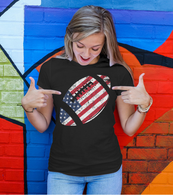 American Flag Football 4th Of July Celebration Vintage Patriot T-Shirt