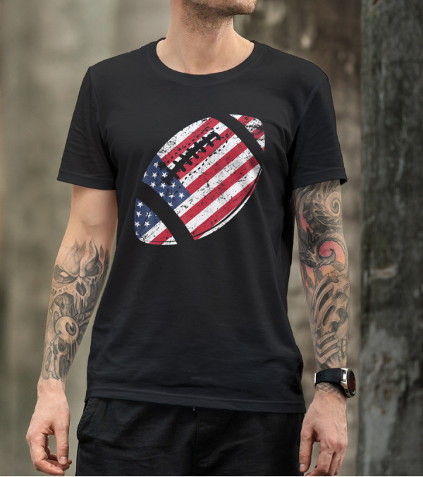 American Flag Football 4th Of July Celebration Vintage Patriot T-Shirt