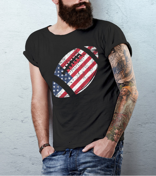 American Flag Football 4th Of July Celebration Vintage Patriot T-Shirt