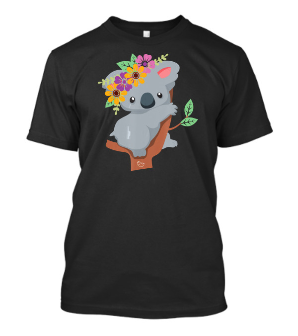 Australian Cute Koala Bear With Flowers Crown T-Shirt