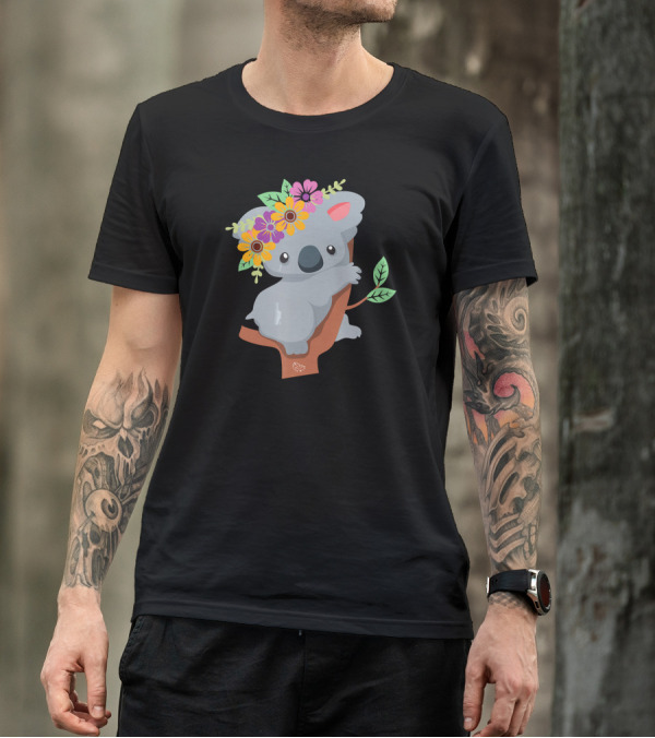 Australian Cute Koala Bear With Flowers Crown T-Shirt
