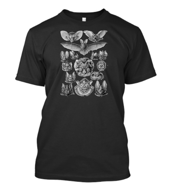 Bats Scientific Illustration Drawing Biology Bat Species Chart T-Shirt