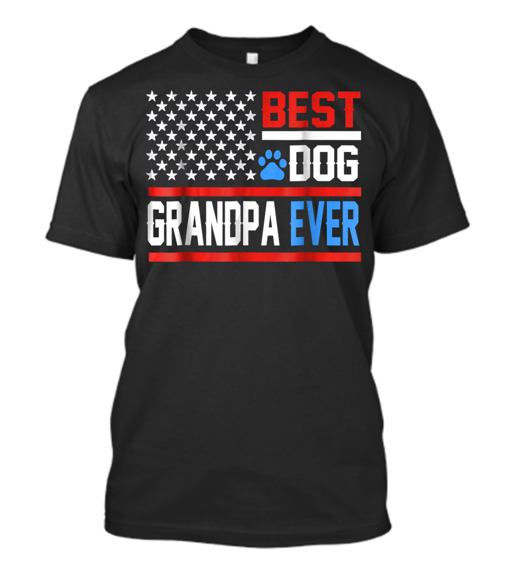 Best Dog Grandpa Ever Patriotic Stars And Stripes Paw Prints T-Shirt