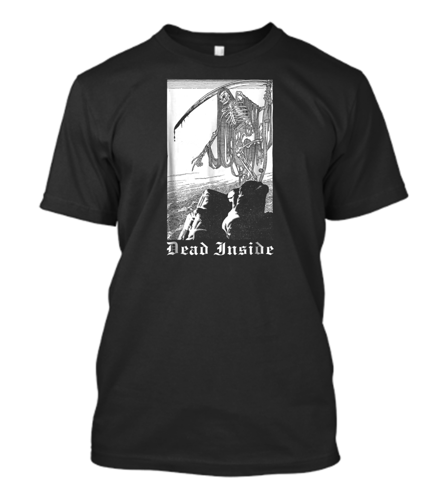 Blackcraft Dead Inside Creepy Grim Reaper Skeleton Scene T-Shirt