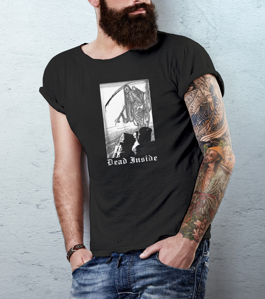 Blackcraft Dead Inside Creepy Grim Reaper Skeleton Scene T-Shirt