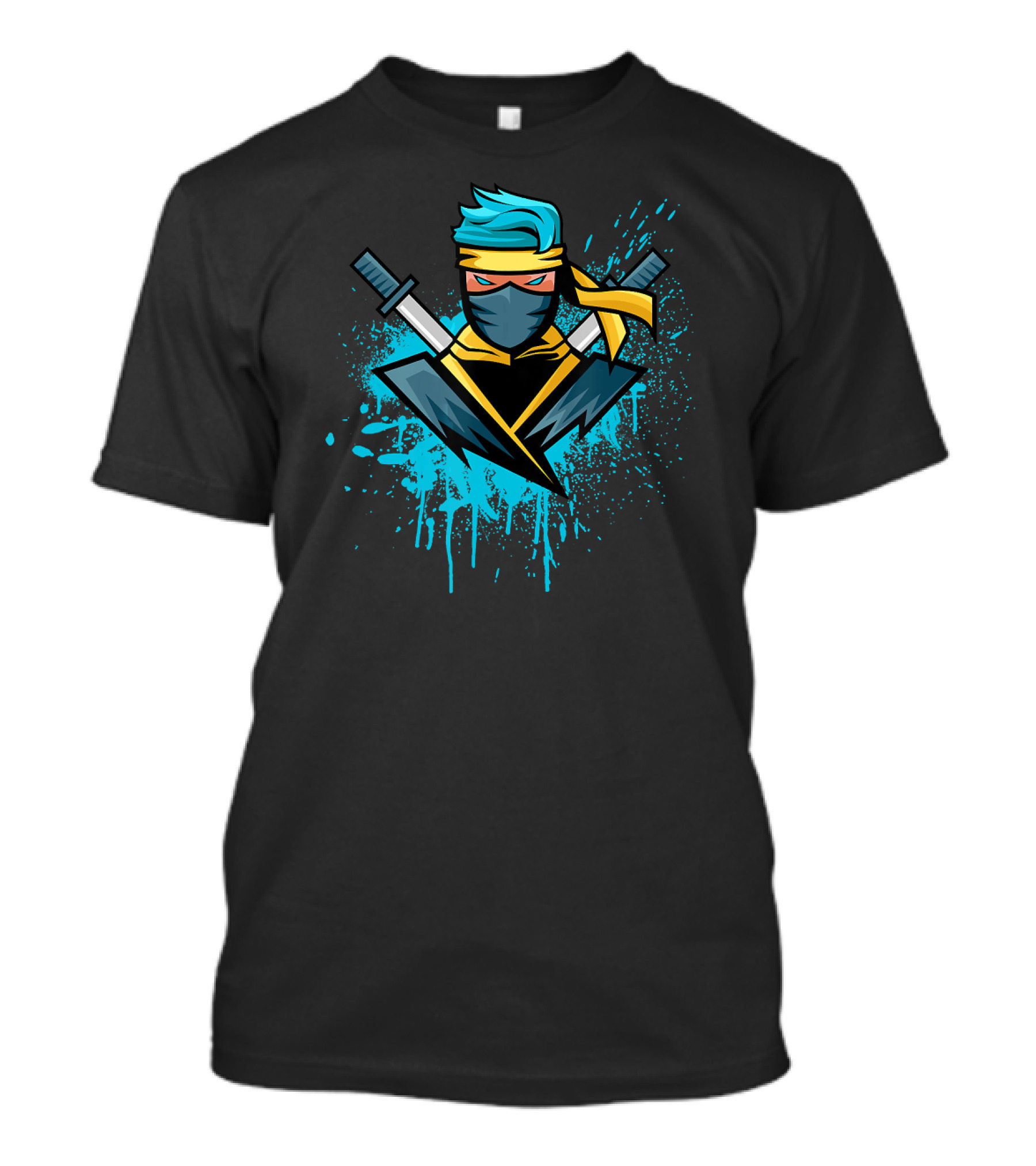 Blue Ninja Warrior Sword Splash T-Shirt