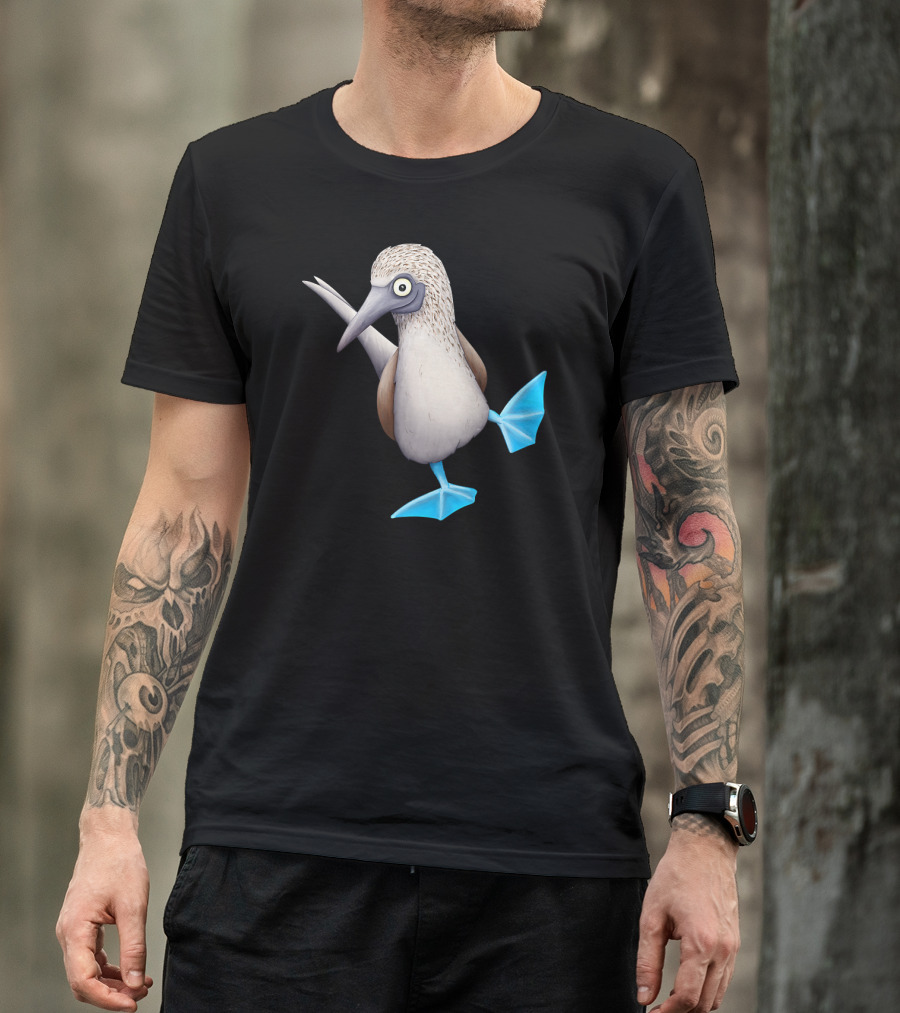 Blue Foot Booby Funky Dancing Tropi Drawing T-Shirt