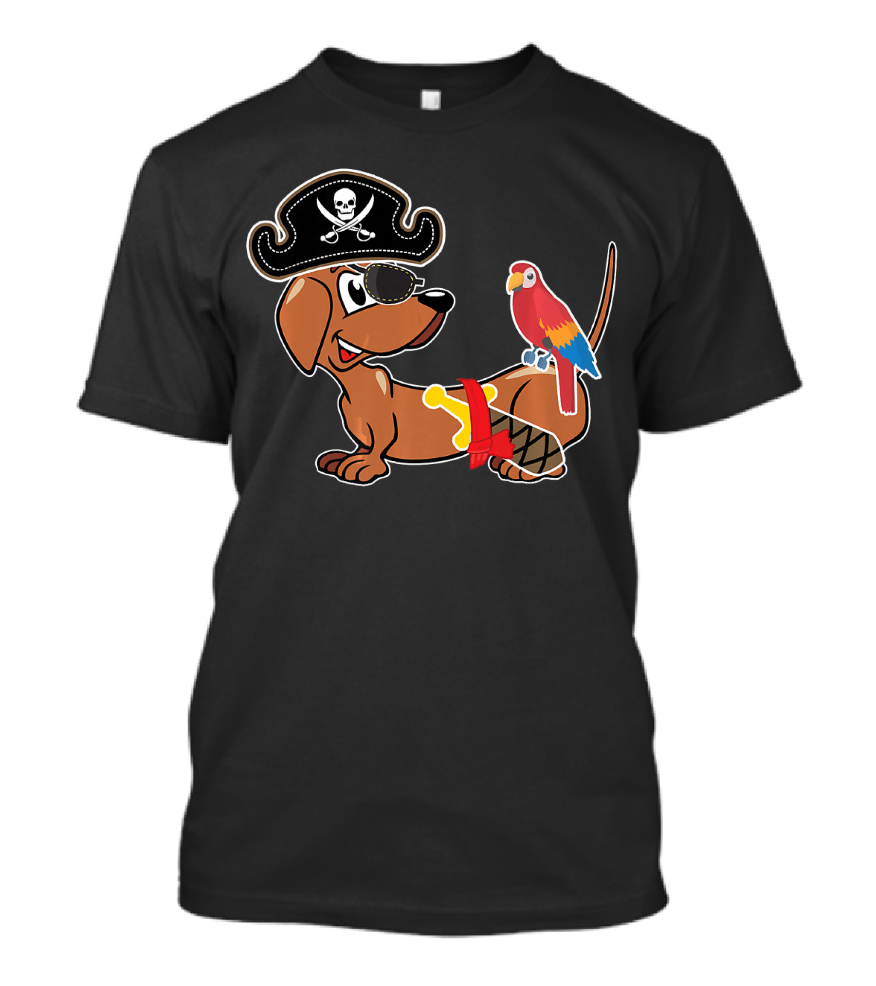 Pirate Dachshund With Parrot Eye Patch Adventure T-Shirt