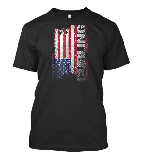 Curling USA Flag Curling Sports American Pride T-Shirt