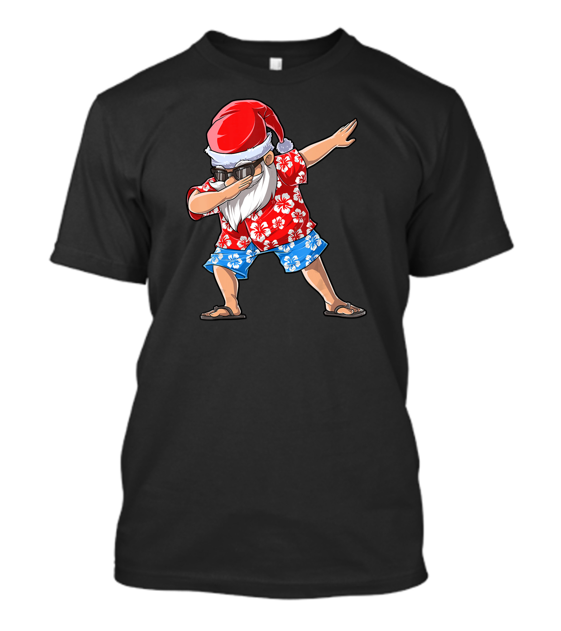 Dabbing Santa Claus Wearing Hawaiian Shirt And Sunglasses For Christmas In July T-Shirt