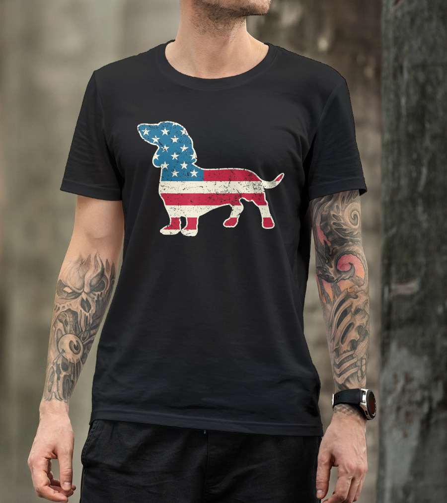 Dachshund 4th Of July American Flag T-Shirt