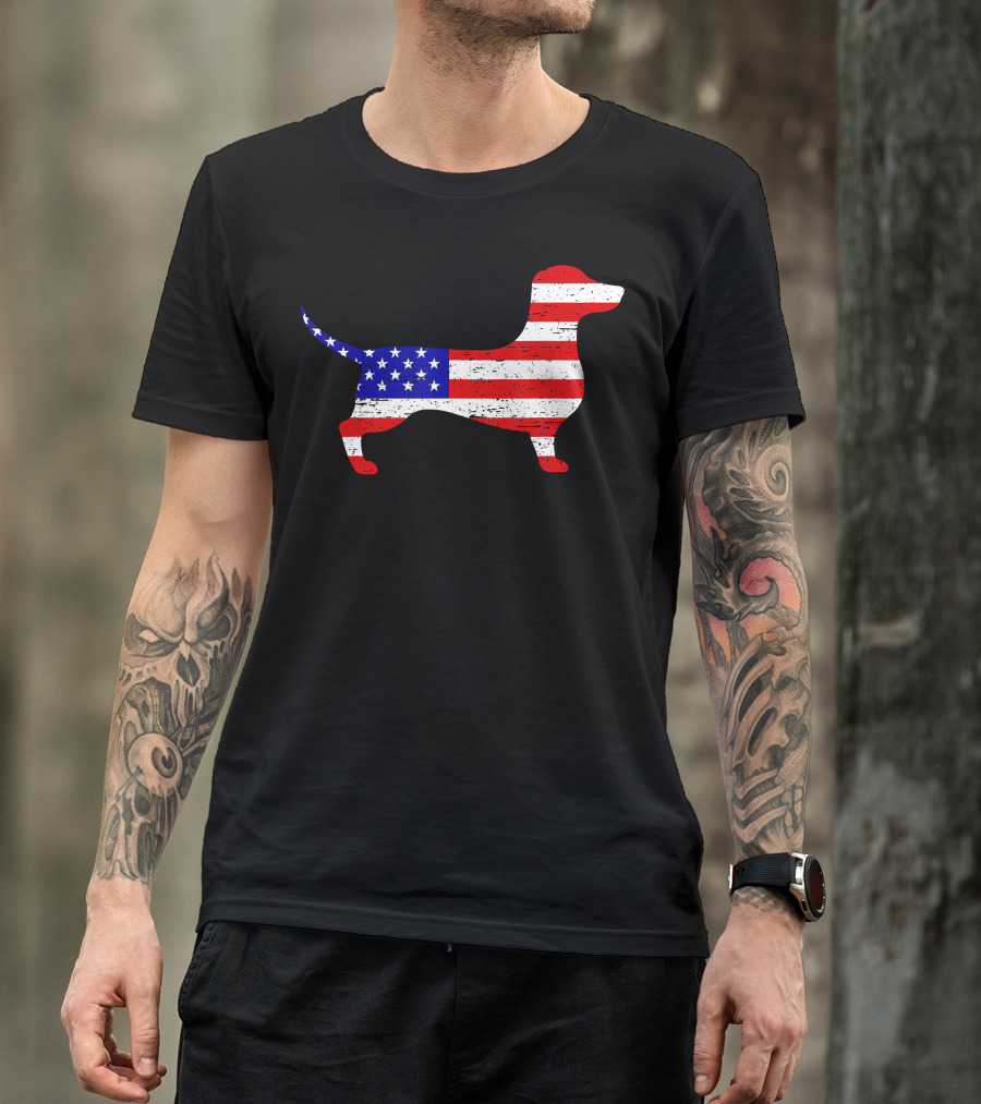 Dachshund American Flag 4th Of July USA T-Shirt