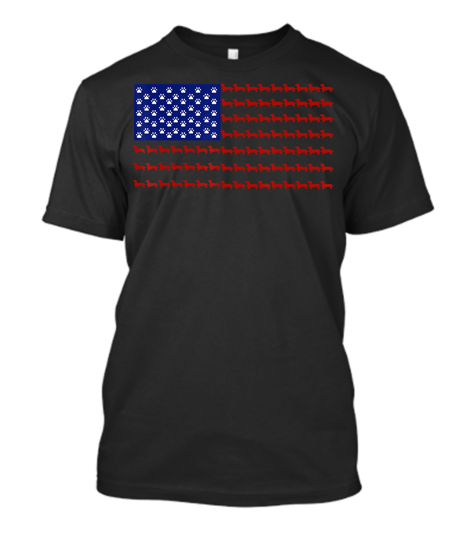 Dachshund American Flag Paw Prints Independence Day T-Shirt