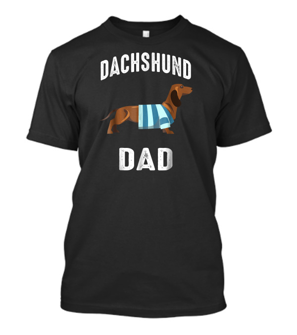 Dachshund Dad Dog With Striped T-Shirt