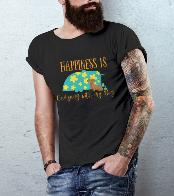 Happiness Is Camping With My Dachshund Dog In RV T-Shirt