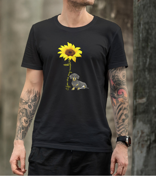 Dachshund Dachshund Doxie Weiner Weeni You Are My Sunshine Sunflower T-Shirt