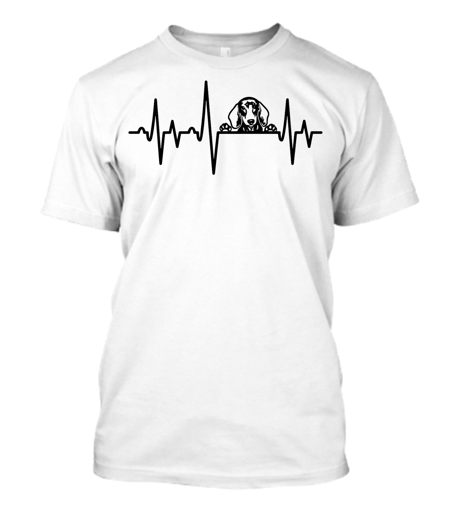 Dachshund Heartbeat Line With Dachshund Image T-Shirt