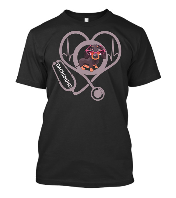 Dachshund Stethoscope Heartbeat Nurses T-Shirt