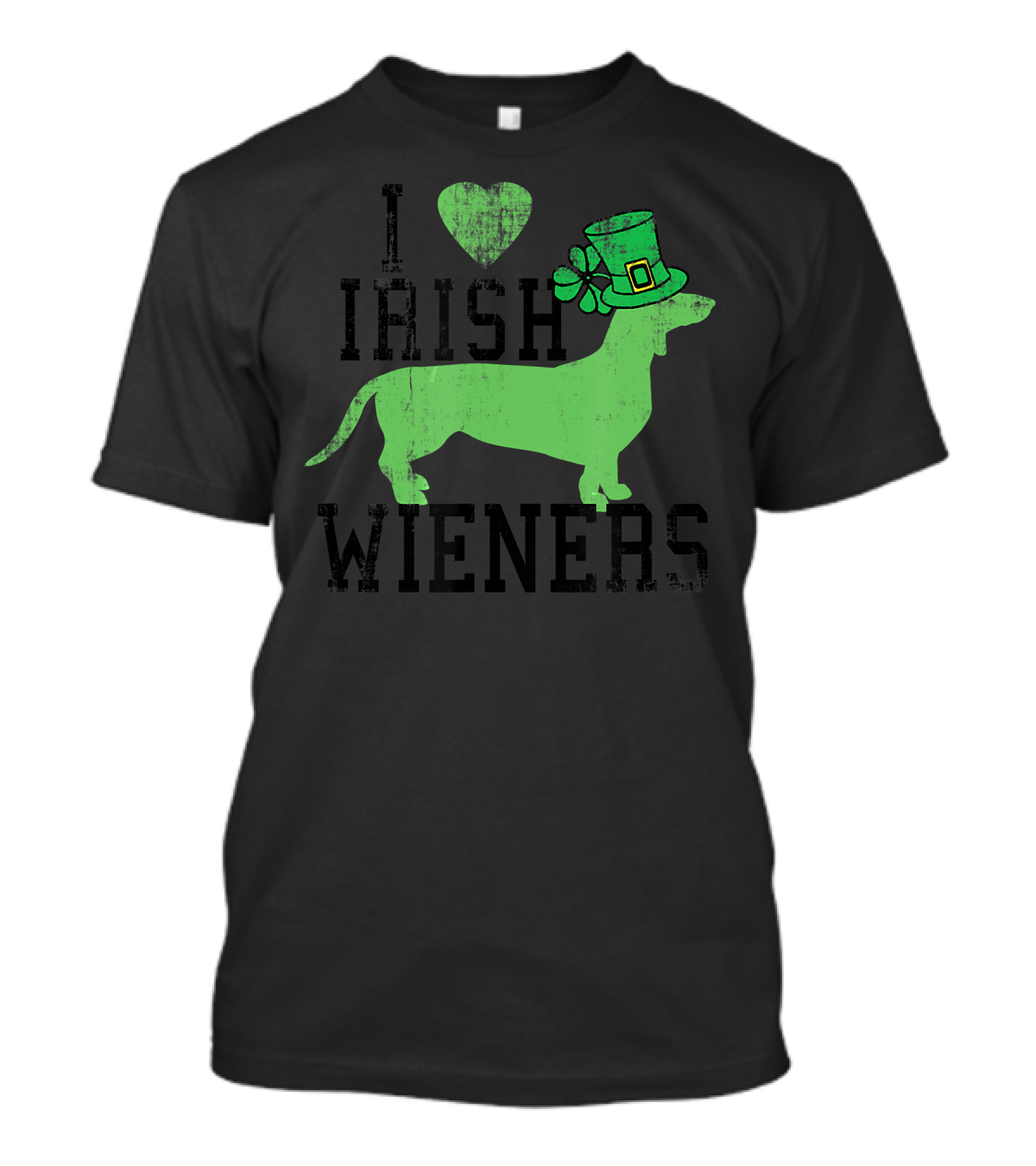 I Heart Irish Wieners Dachshund With Shamrock Hat T-Shirt