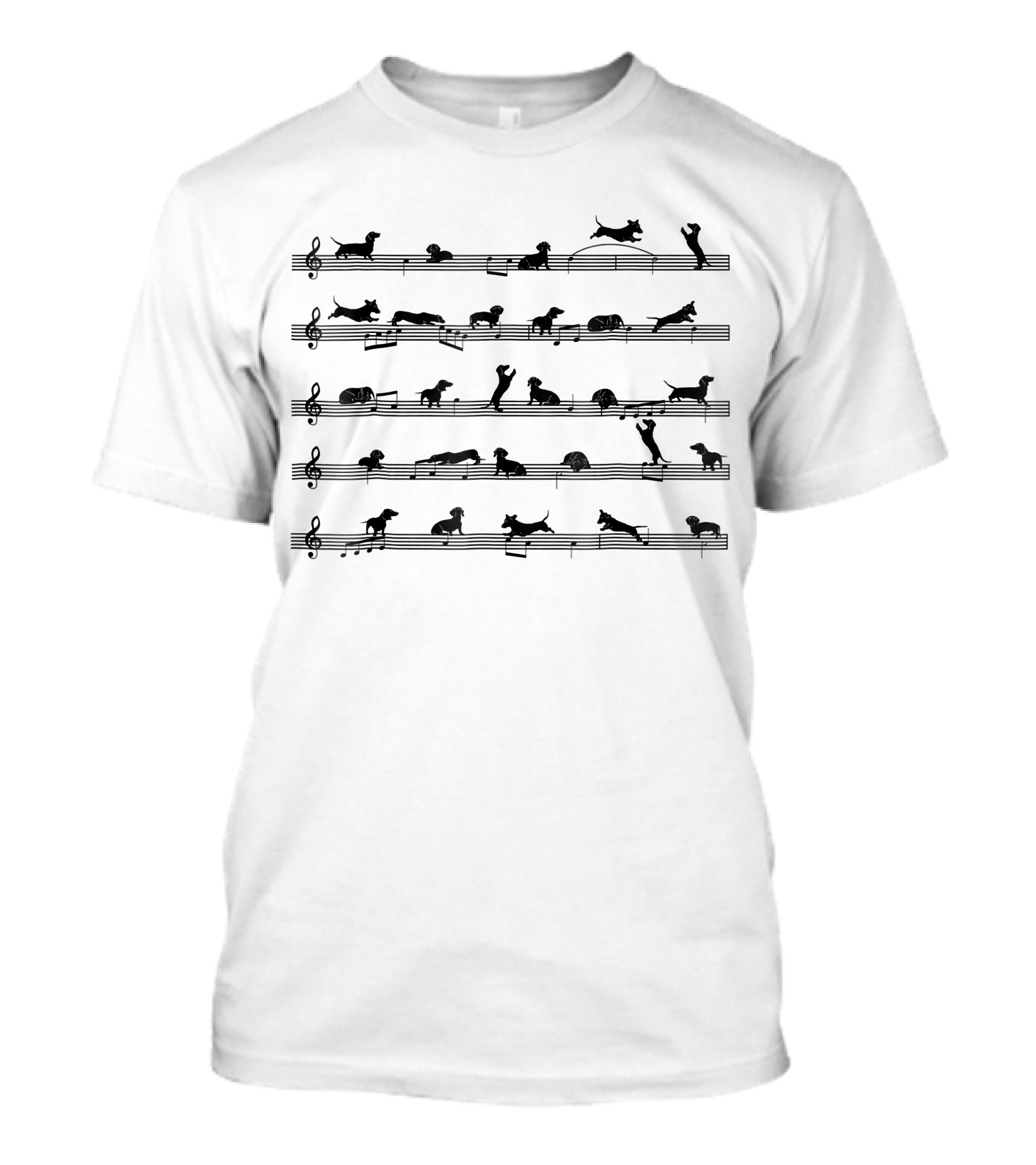 Dachshund Music Cute Funny Notes Dachshu T-Shirt