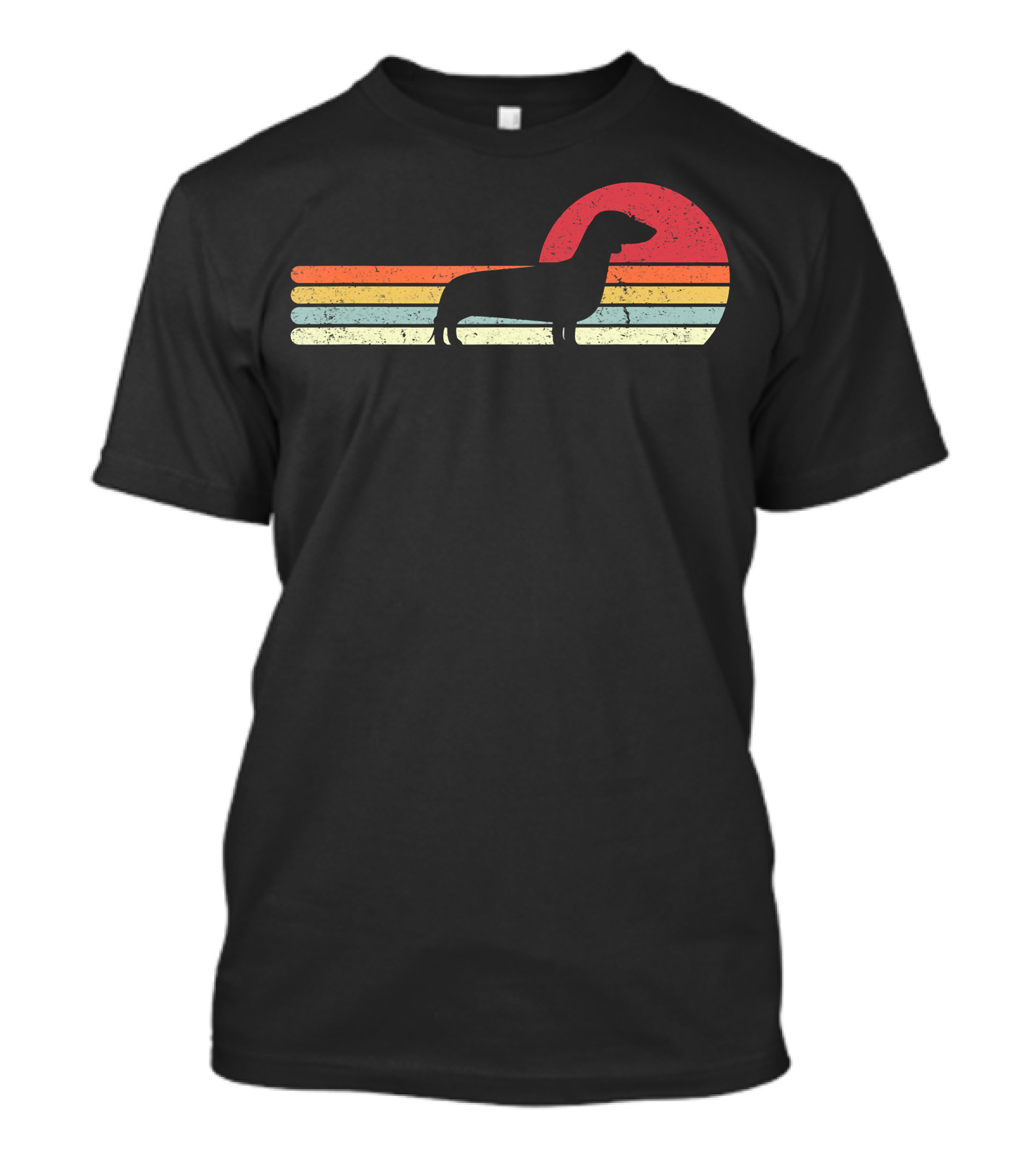 Retro Dachshund Sunset Stripe T-Shirt