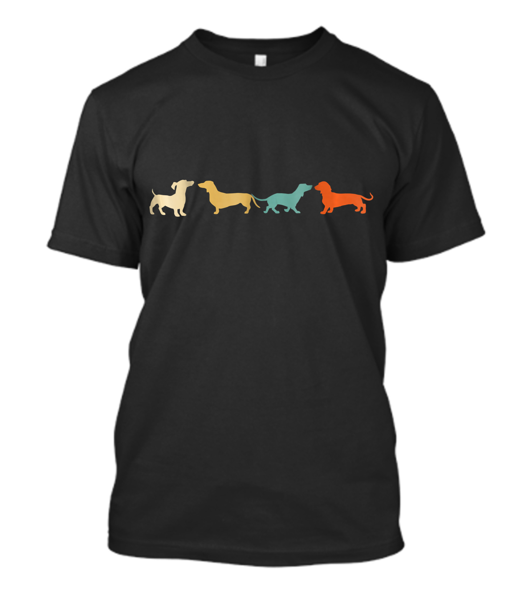 Dachshund Vintage Retro Wiener Dog Silhouette Rainbow T-Shirt