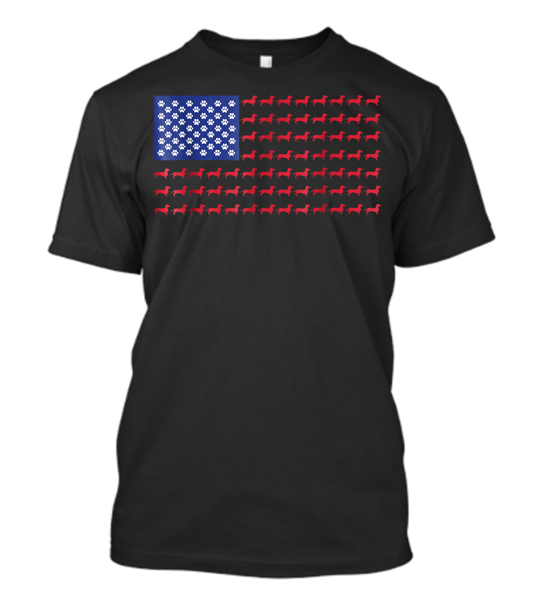 Dachshund Dog Paw American Flag T-Shirt