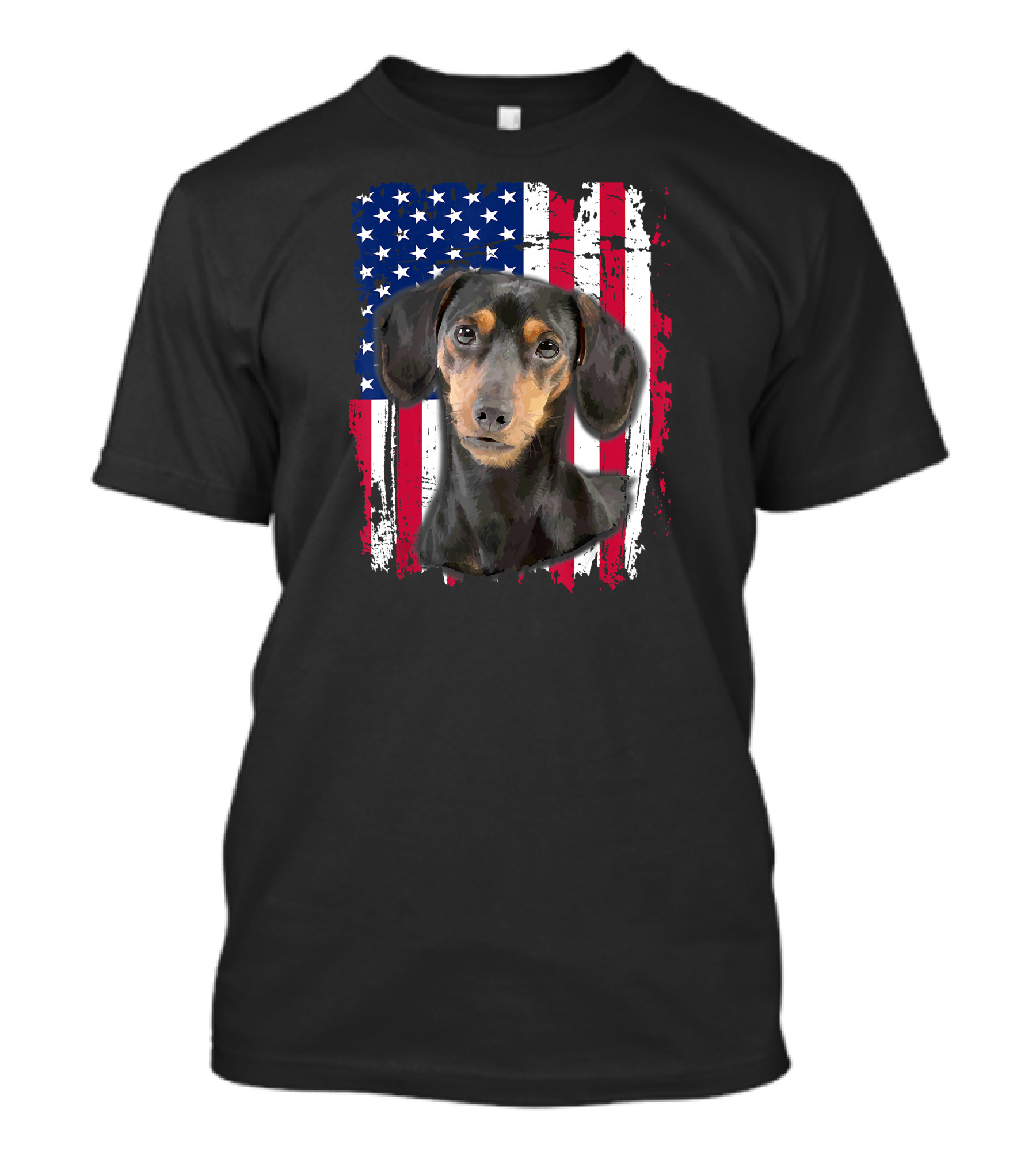 Dachshund With US Flag Background For 4th Of July T-Shirt