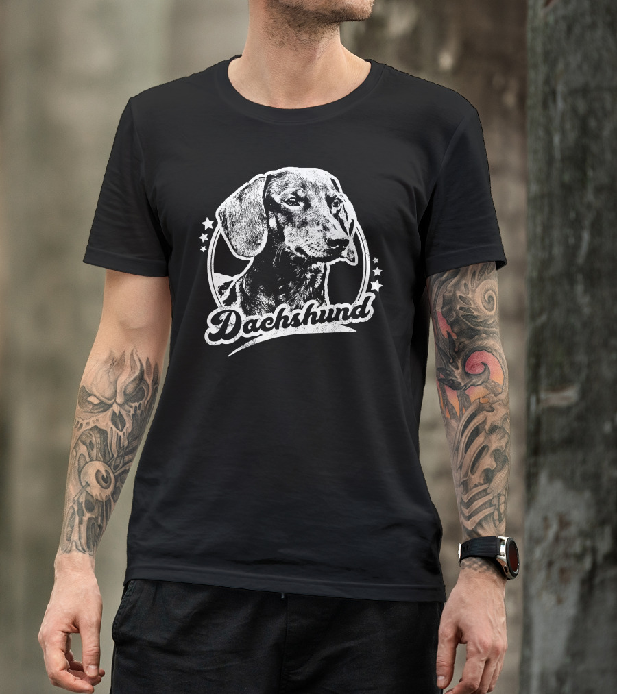 Dachshund Vintage Style With Stars T-Shirt