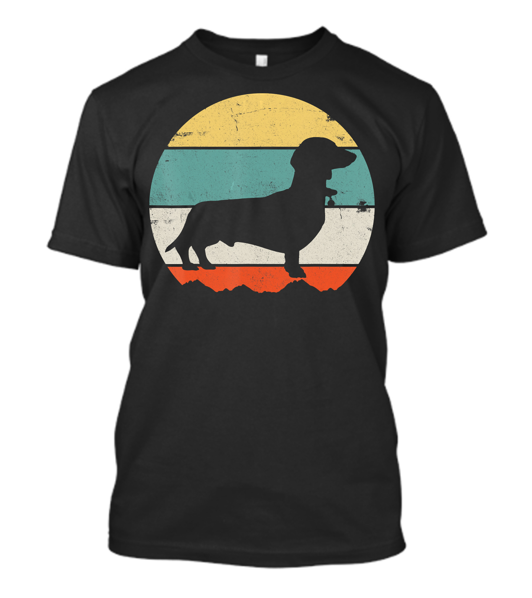 Dachshund Wiener Cute Dog Puppy Owner Retro Sunset T-Shirt