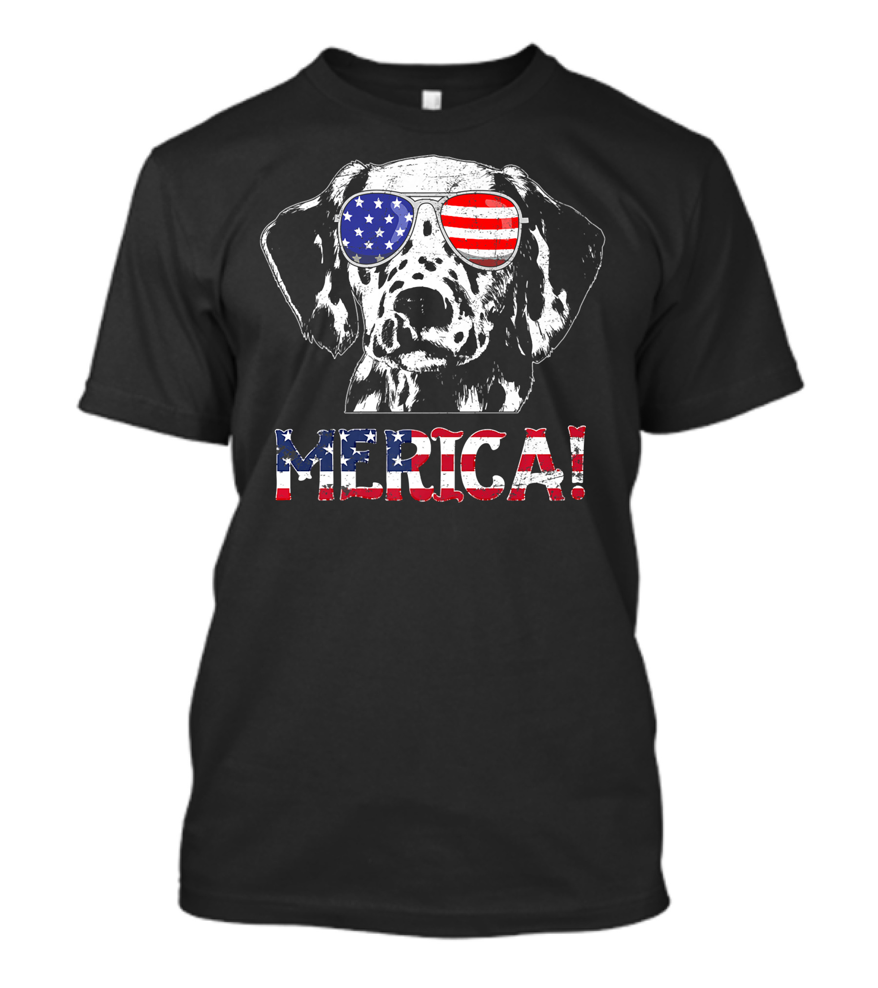 Dalmatian Merica 4th Of July With American Flag Sunglasses T-Shirt