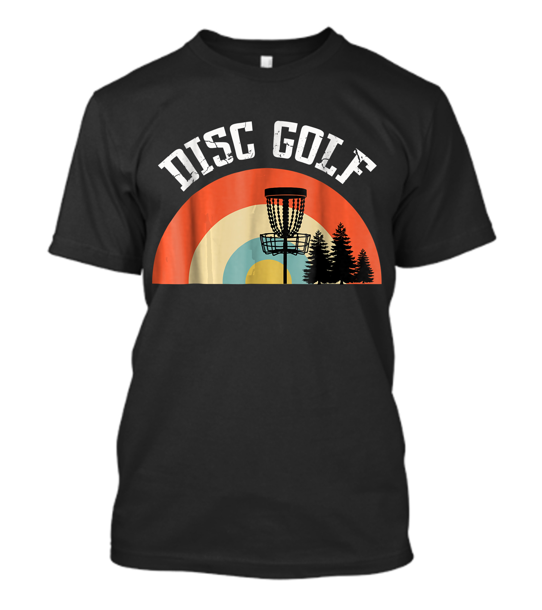 Disc Golf Vintage Basket And Forest Scene T-Shirt
